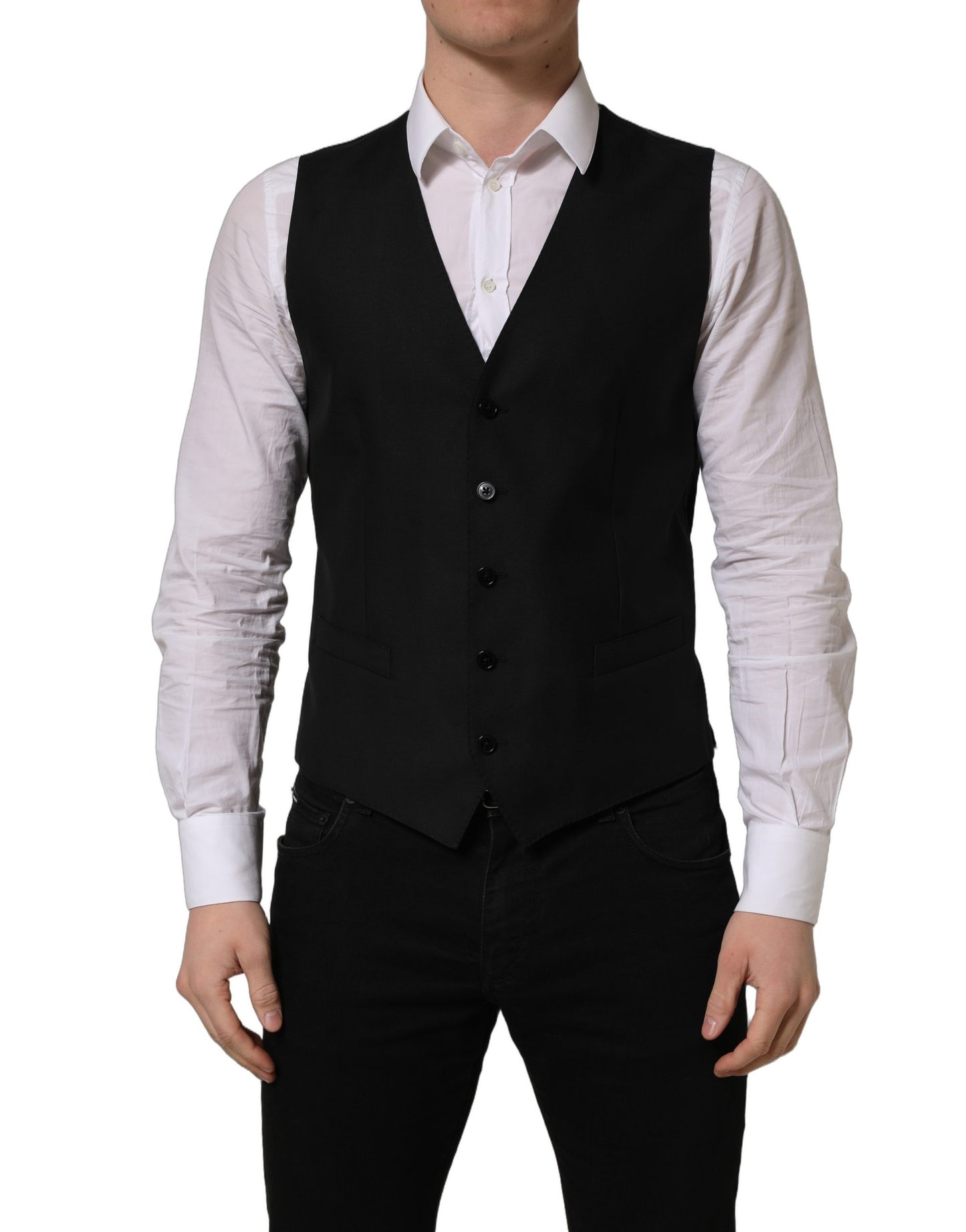 Chaleco Dolce & Gabbana negro de lana de un solo botón