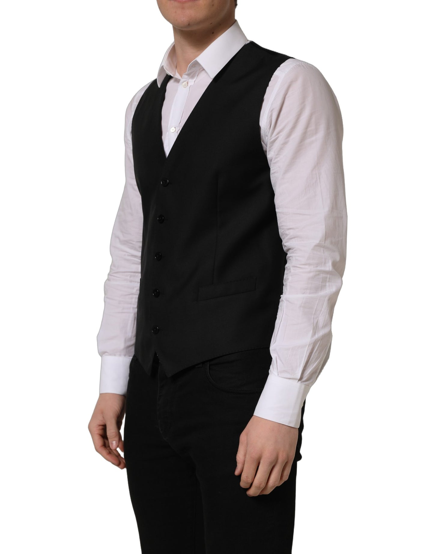 Chaleco Dolce & Gabbana negro de lana de un solo botón