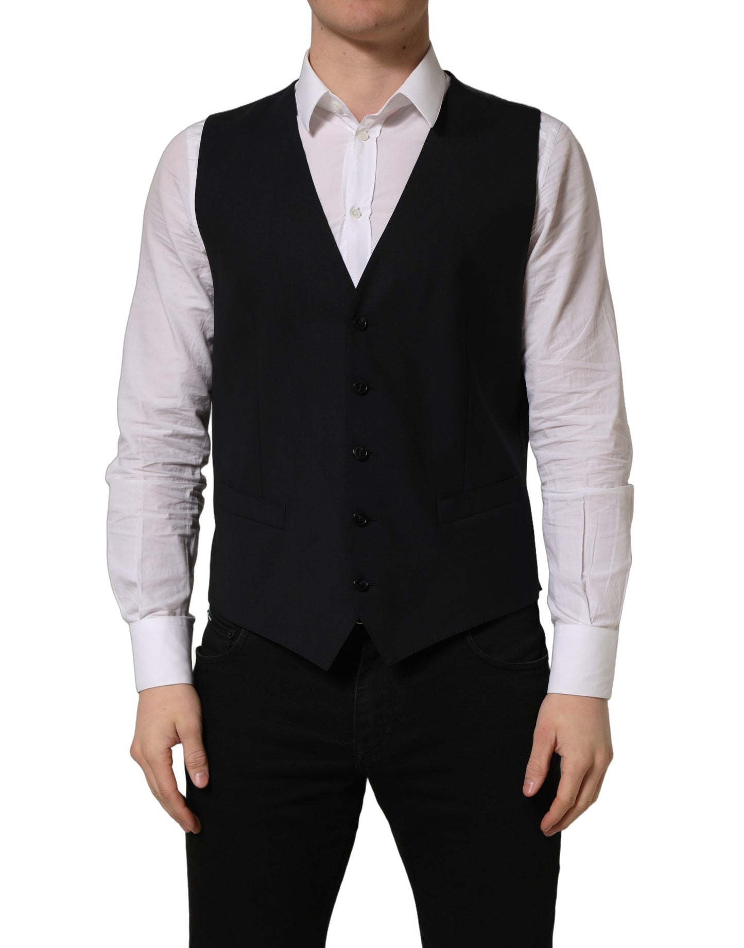Gilet simple boutonnage Dolce & Gabbana en laine noire