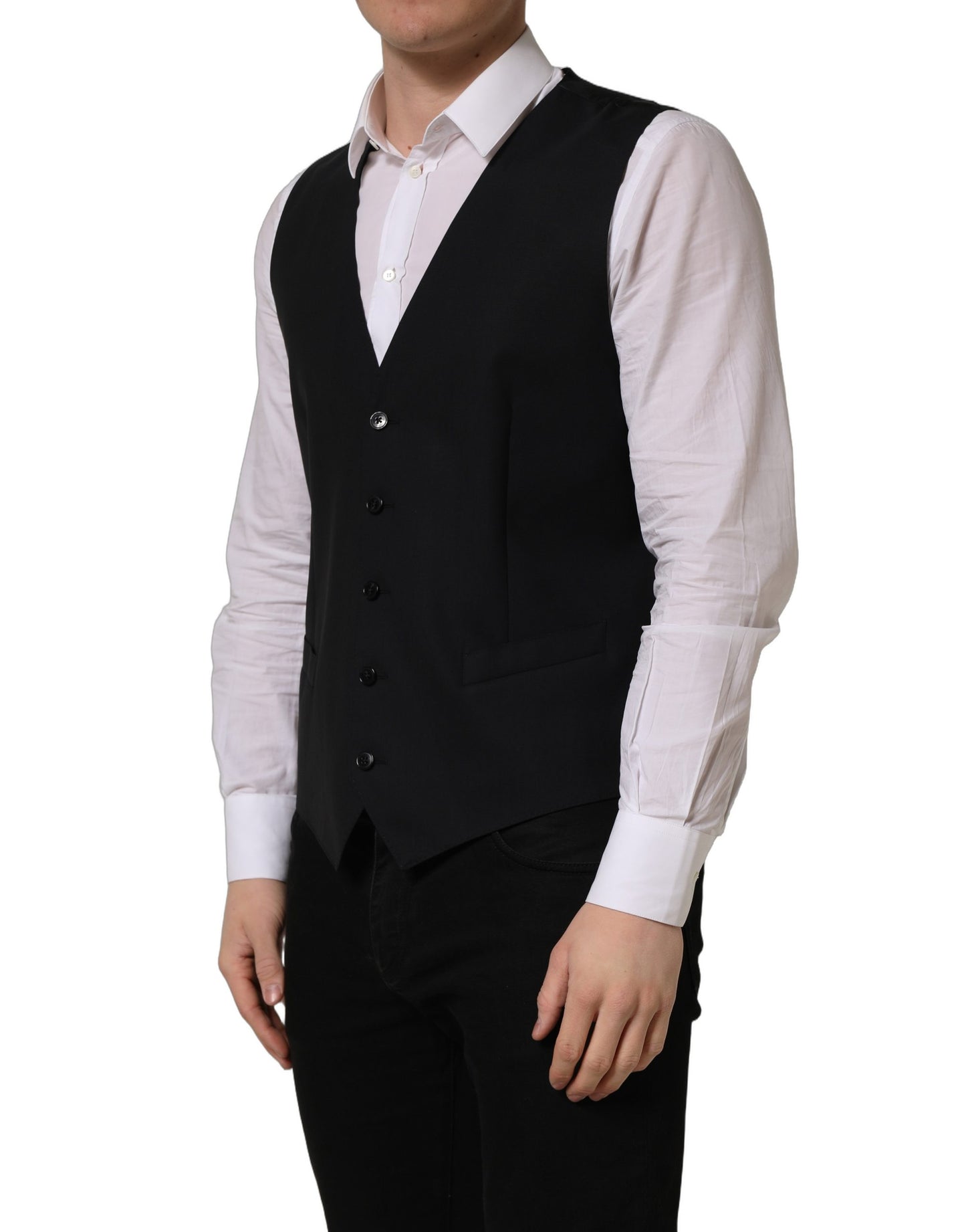 Gilet simple boutonnage Dolce & Gabbana en laine noire