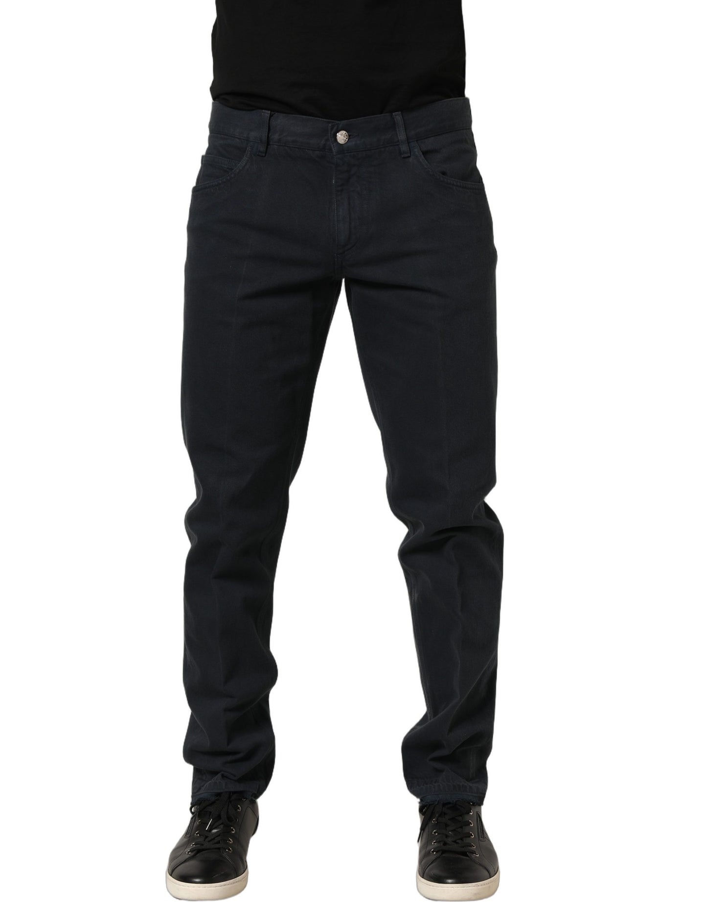 Dolce & Gabbana Vaqueros de Algodón Negro de Talle Medio Ajustados para Hombre