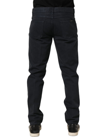 Dolce & Gabbana Vaqueros de Algodón Negro de Talle Medio Ajustados para Hombre