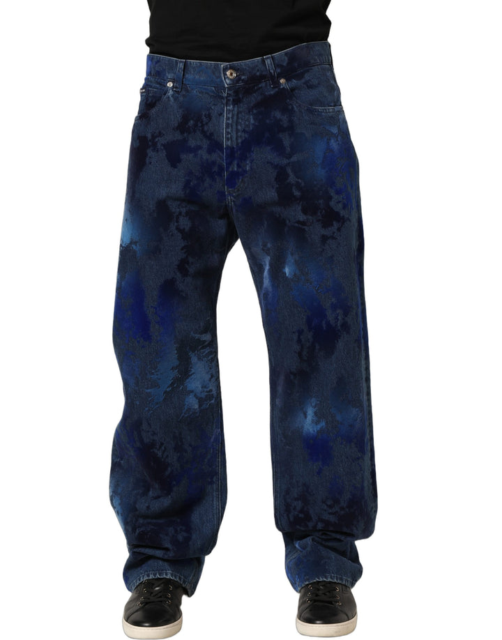 Pantalones vaqueros rectos de algodón teñidos de azul para hombre de Dolce & Gabbana