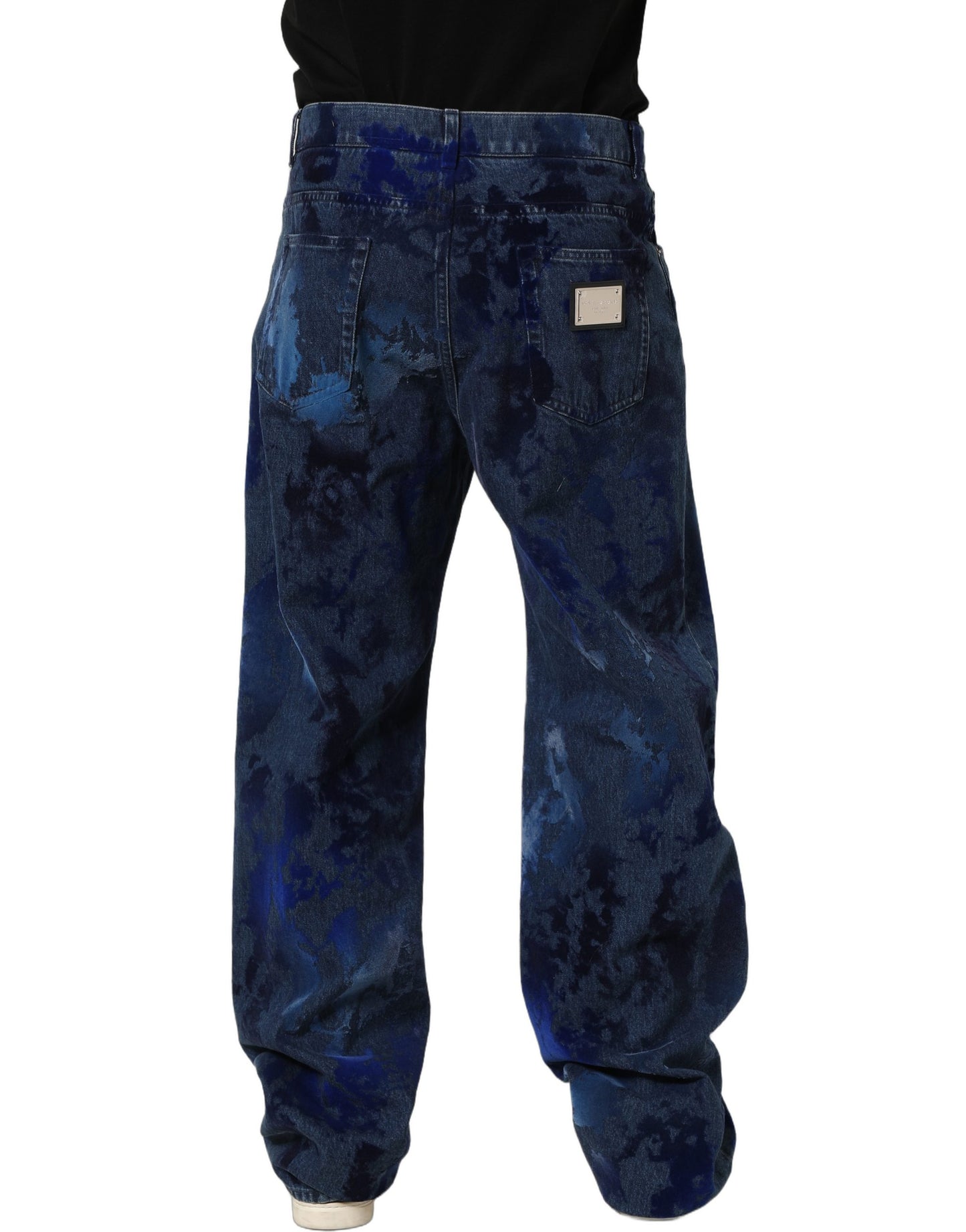 Dolce & Gabbana Jean Droit Homme en Coton Bleu Délavé Tie & Dye