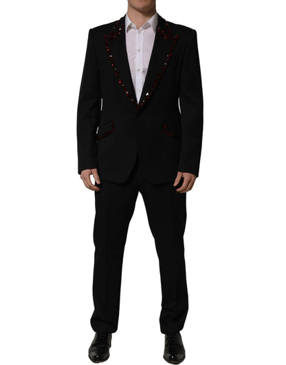 Traje de 2 piezas Dolce & Gabbana negro con adornos de cristal
