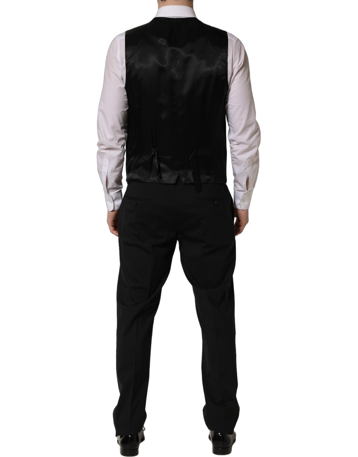 Traje de hombre de 3 piezas Dolce & Gabbana negro de lana de corte entallado formal