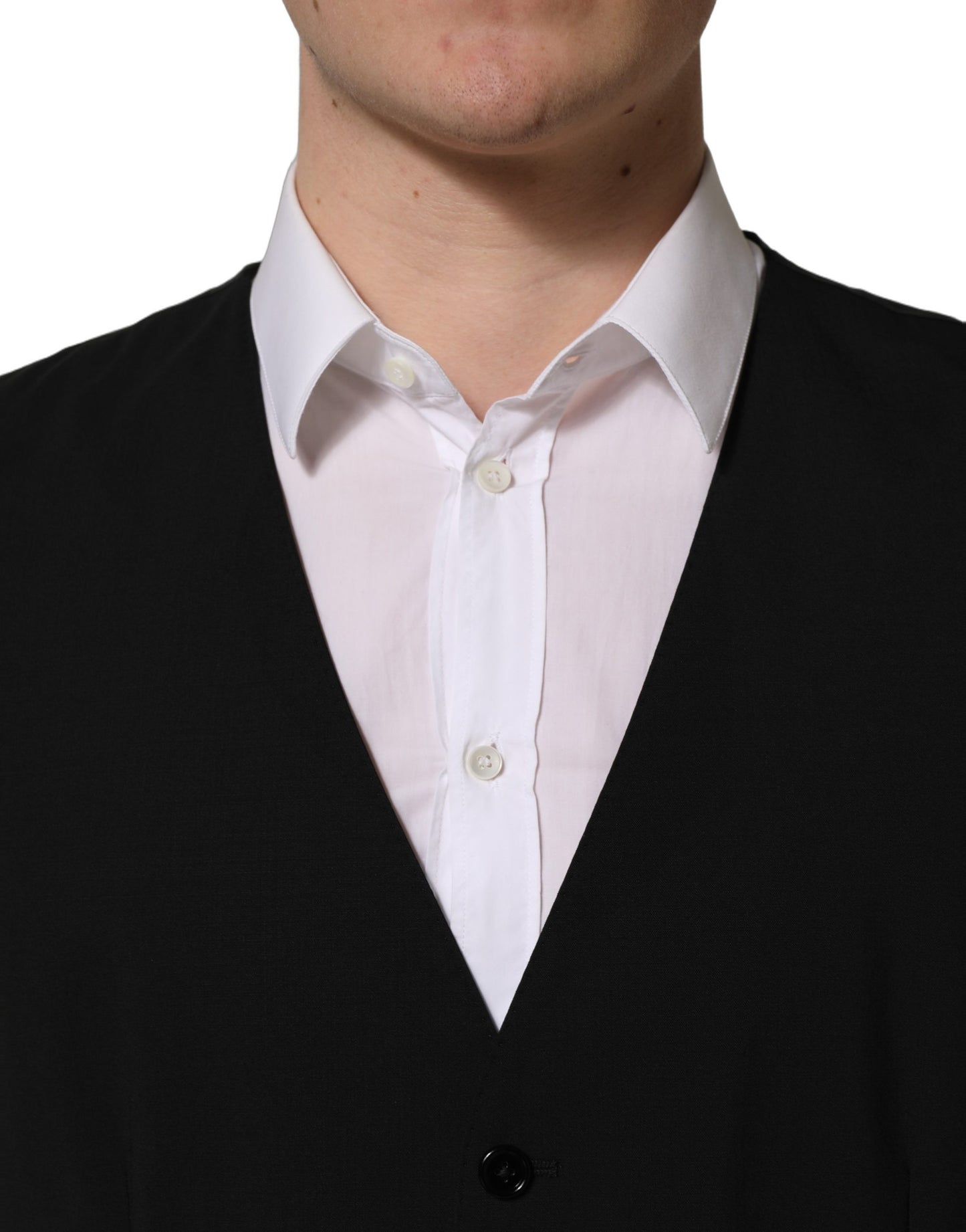 Traje de hombre de 3 piezas Dolce & Gabbana negro de lana de corte entallado formal