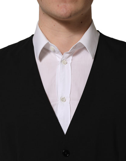 Traje de hombre de 3 piezas Dolce & Gabbana negro de lana de corte entallado formal