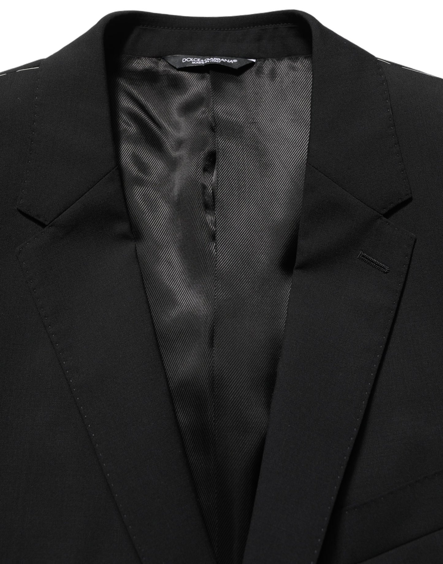 Traje de hombre de 3 piezas Dolce & Gabbana negro de lana de corte entallado formal