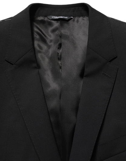 Traje de hombre de 3 piezas Dolce & Gabbana negro de lana de corte entallado formal