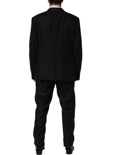 Costume deux pièces Dolce & Gabbana en lin noir, coupe slim, pour homme.