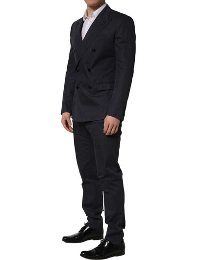 Traje de dos piezas formal ajustado de algodón azul para hombre Dolce & Gabbana