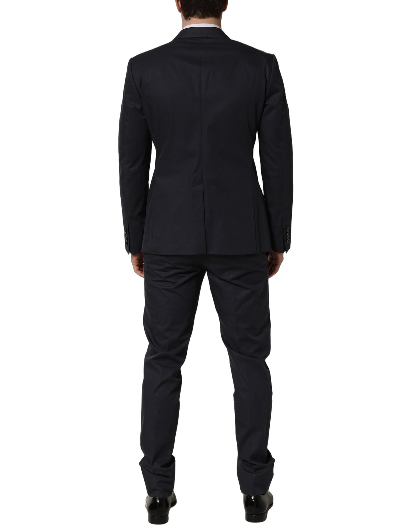 Traje de dos piezas formal ajustado de algodón azul para hombre Dolce & Gabbana