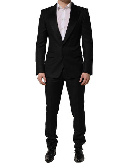 Traje de dos piezas formal de lana negra entallado para hombre Dolce & Gabbana