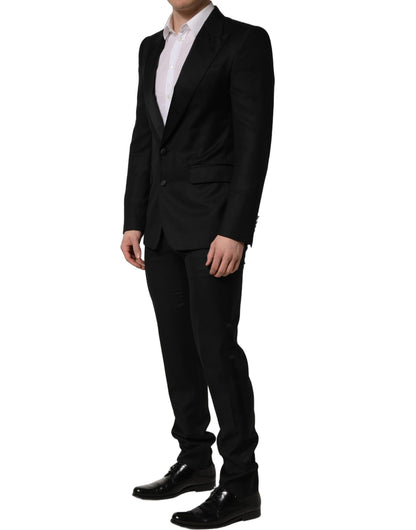 Traje de dos piezas formal de lana negra entallado para hombre Dolce & Gabbana
