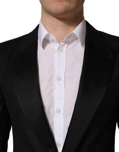 Traje de dos piezas formal de lana negra entallado para hombre Dolce & Gabbana