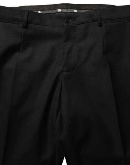 Traje de hombre formal entallado de dos piezas de lana negra Dolce & Gabbana