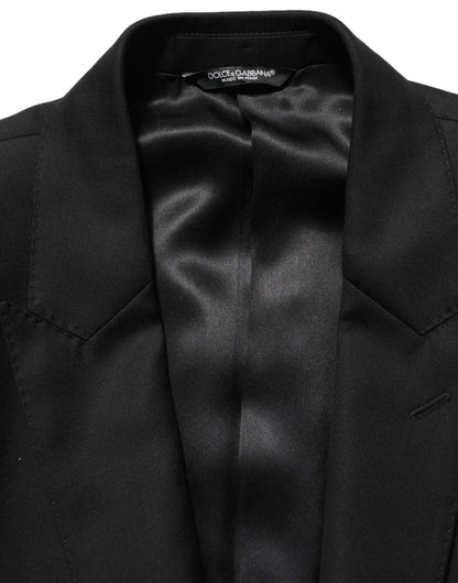 Traje de hombre formal entallado de dos piezas de lana negra Dolce & Gabbana