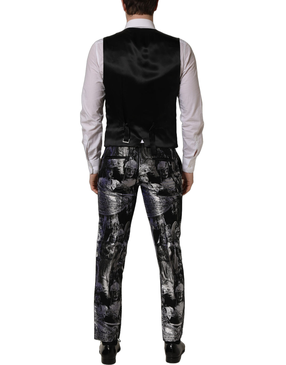 Costume 3 pièces Dolce & Gabbana en jacquard noir coupe slim