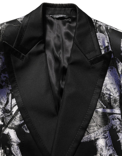 Costume 3 pièces Dolce & Gabbana en jacquard noir coupe slim