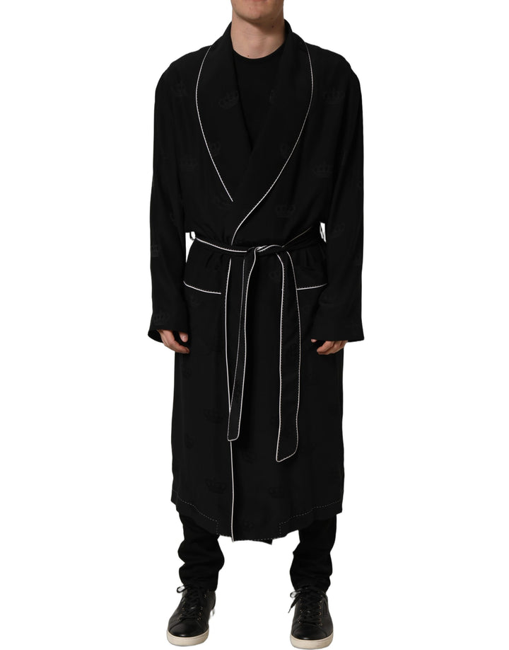 Dolce & Gabbana Peignoir Homme Noir 100% Soie Veste Manteau