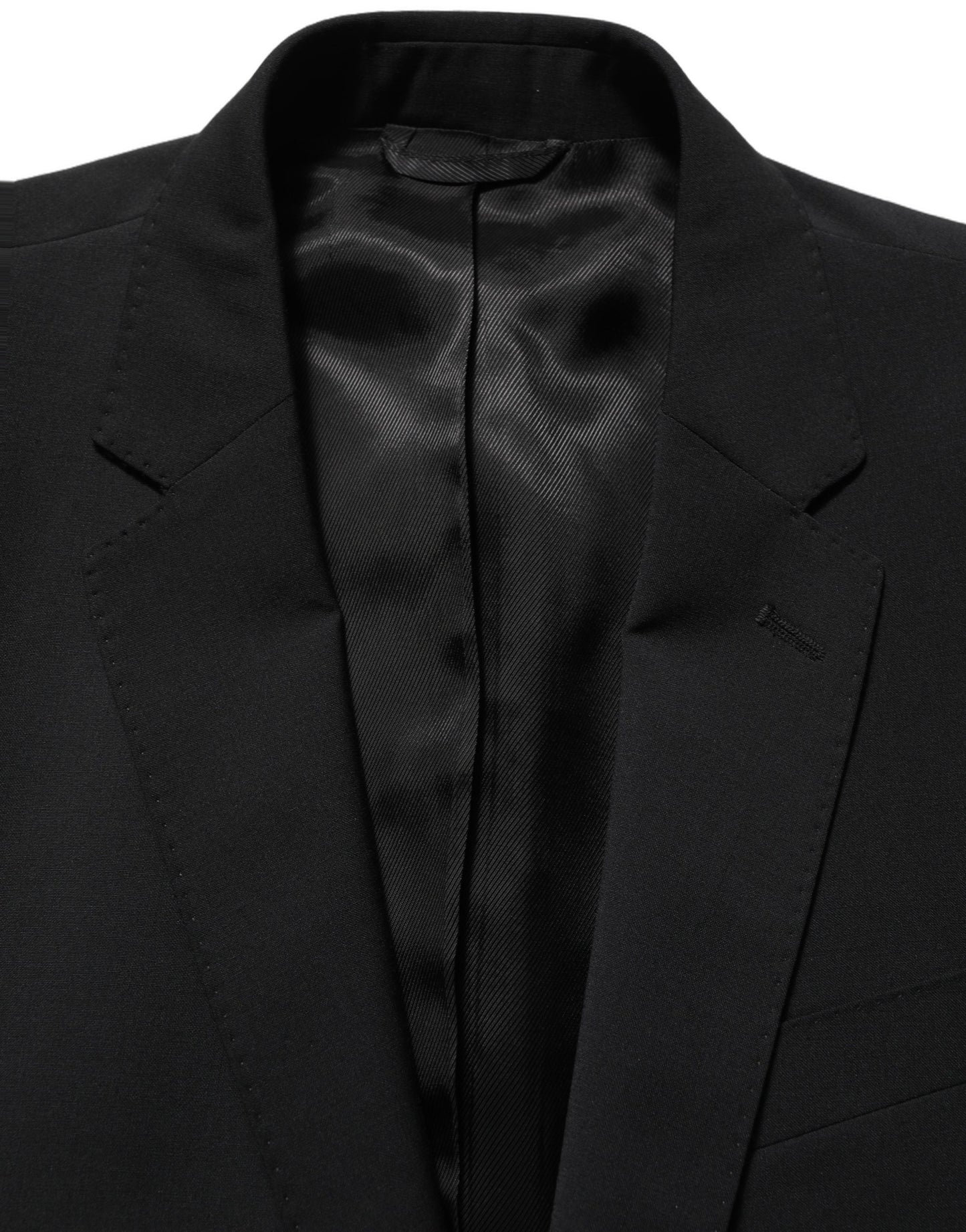 Traje de hombre formal entallado de dos piezas de lana negra Dolce & Gabbana