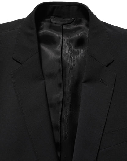 Traje de hombre formal entallado de dos piezas de lana negra Dolce & Gabbana