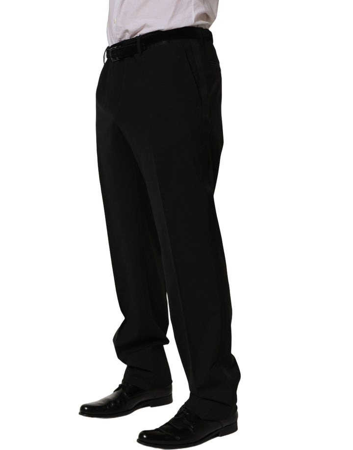 Pantalones de vestir cónicos de lana negra Dolce & Gabbana