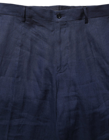 Pantalon de costume droit en lin bleu Dolce & Gabbana pour homme