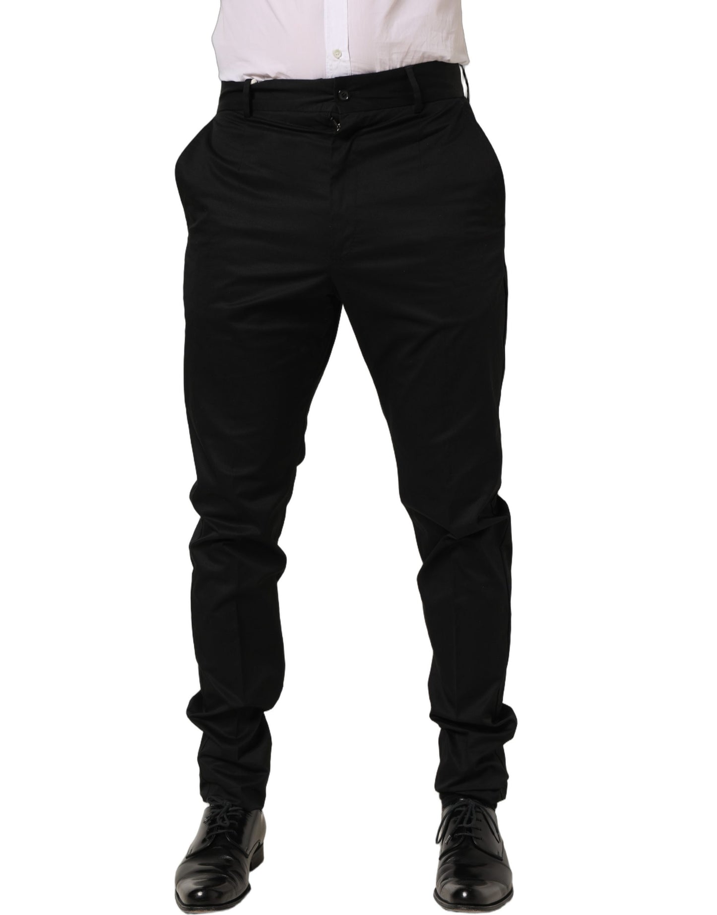 Pantalones de vestir Dolce & Gabbana de algodón negro con pernera cónica