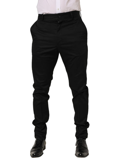 Pantalones de vestir Dolce & Gabbana de algodón negro con pernera cónica