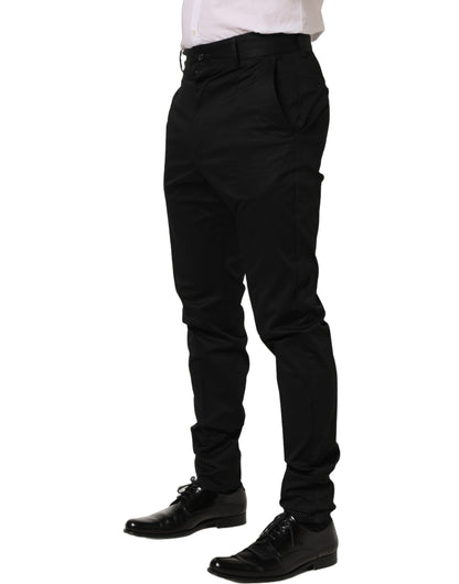Pantalones de vestir Dolce & Gabbana de algodón negro con pernera cónica