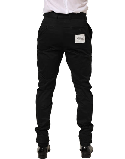 Pantalones de vestir Dolce & Gabbana de algodón negro con pernera cónica