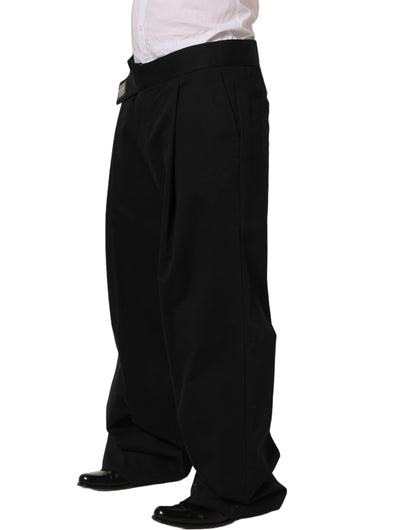 Pantalon de costume Dolce & Gabbana en coton noir à jambe droite
