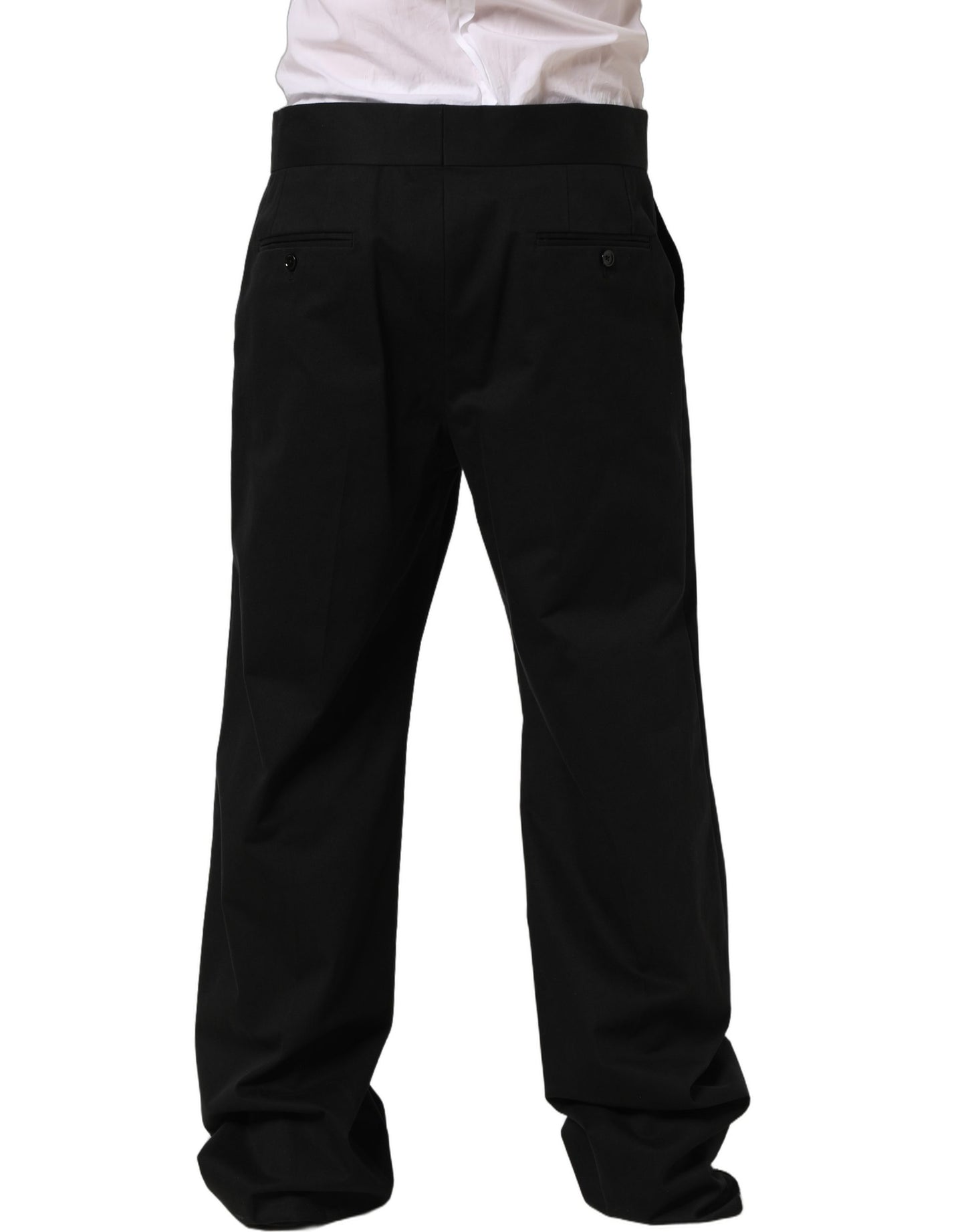 Pantalon de costume Dolce & Gabbana en coton noir à jambe droite