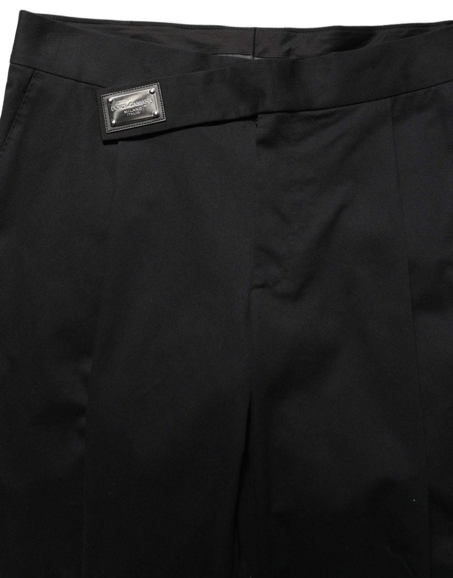 Pantalon de costume Dolce & Gabbana en coton noir à jambe droite
