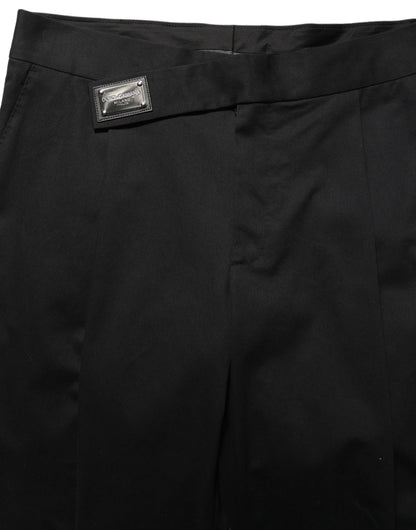 Pantalon de costume Dolce & Gabbana en coton noir à jambe droite