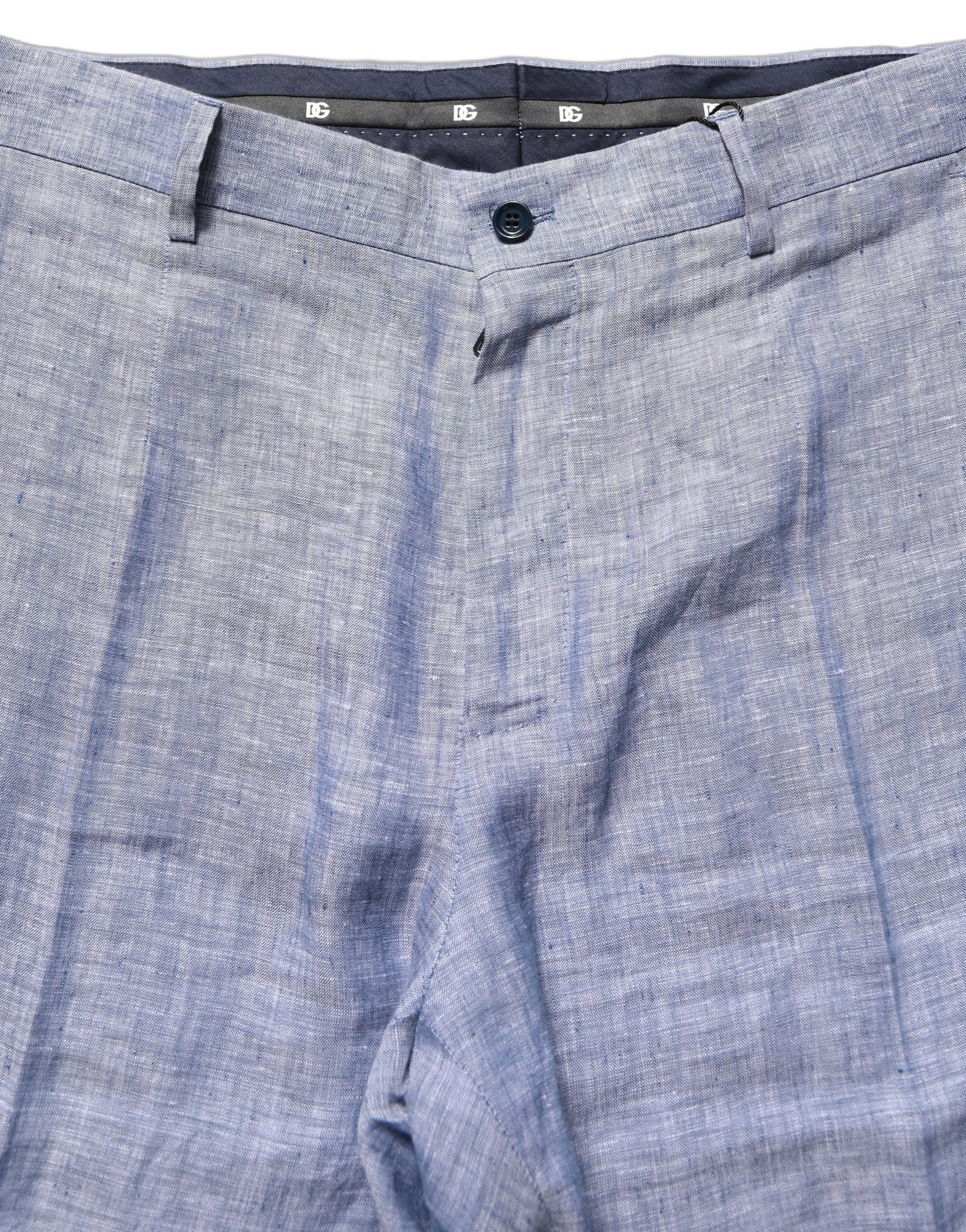 Pantalones rectos de lino azul claro Dolce & Gabbana