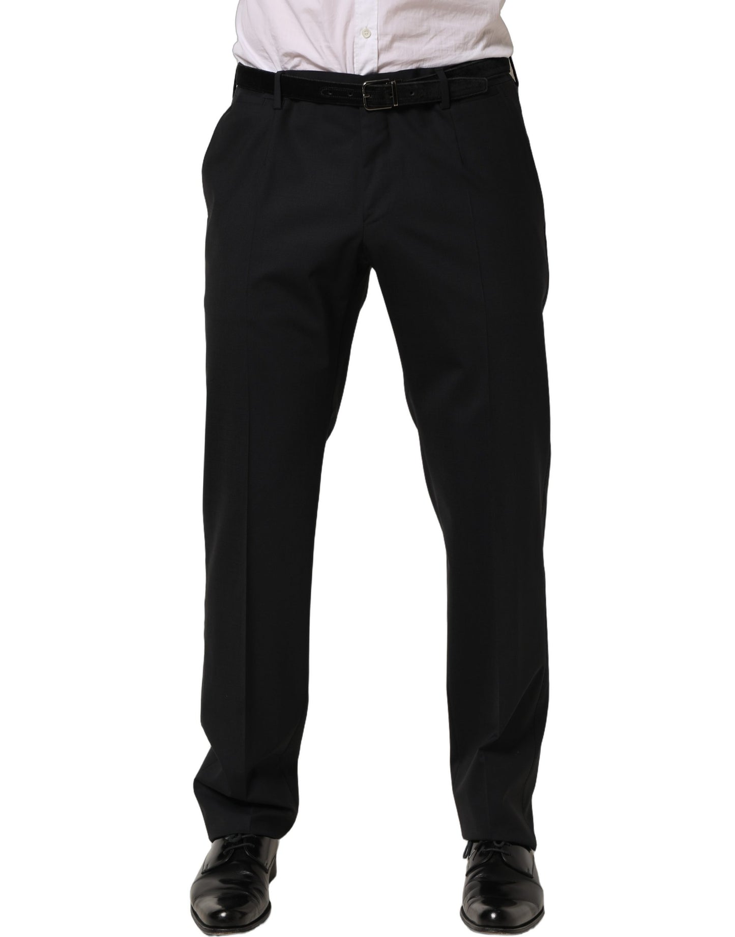 Pantalones de vestir cónicos de lana negra Dolce & Gabbana