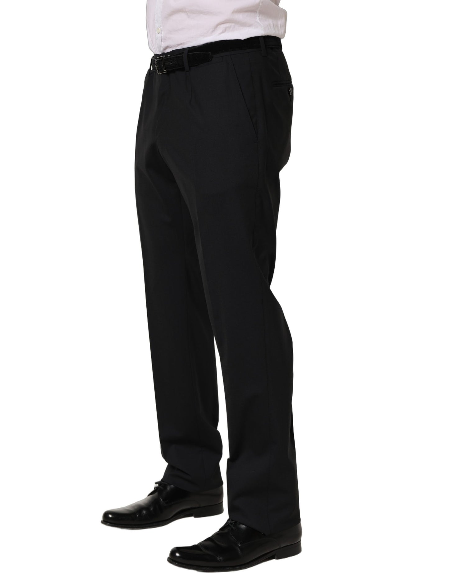 Pantalones de vestir cónicos de lana negra Dolce & Gabbana