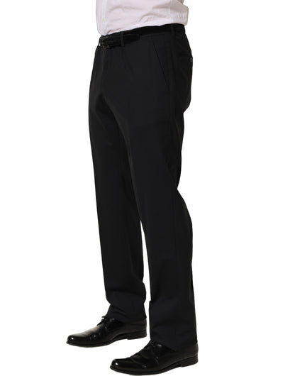 Pantalones de vestir cónicos de lana negra Dolce & Gabbana
