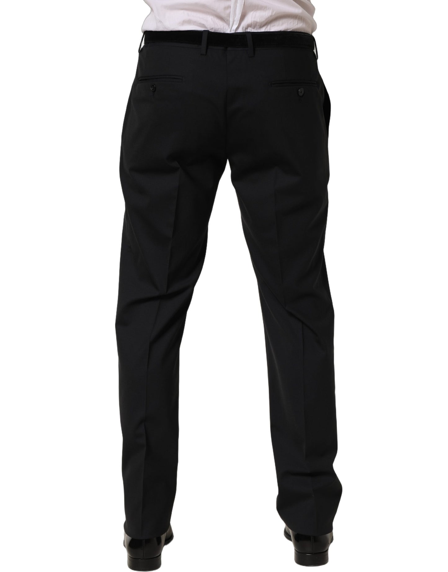 Pantalones de vestir cónicos de lana negra Dolce & Gabbana