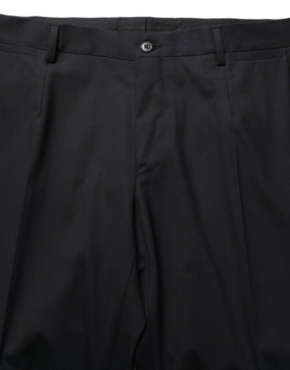 Pantalones de vestir cónicos de lana negra Dolce & Gabbana