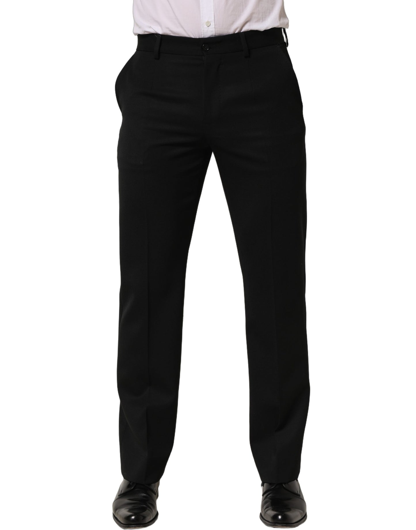 Pantalones de vestir cónicos de lana negra para hombre Dolce & Gabbana