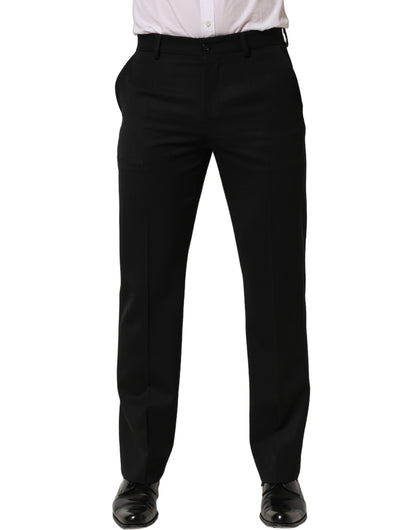 Pantalones de vestir cónicos de lana negra para hombre Dolce & Gabbana