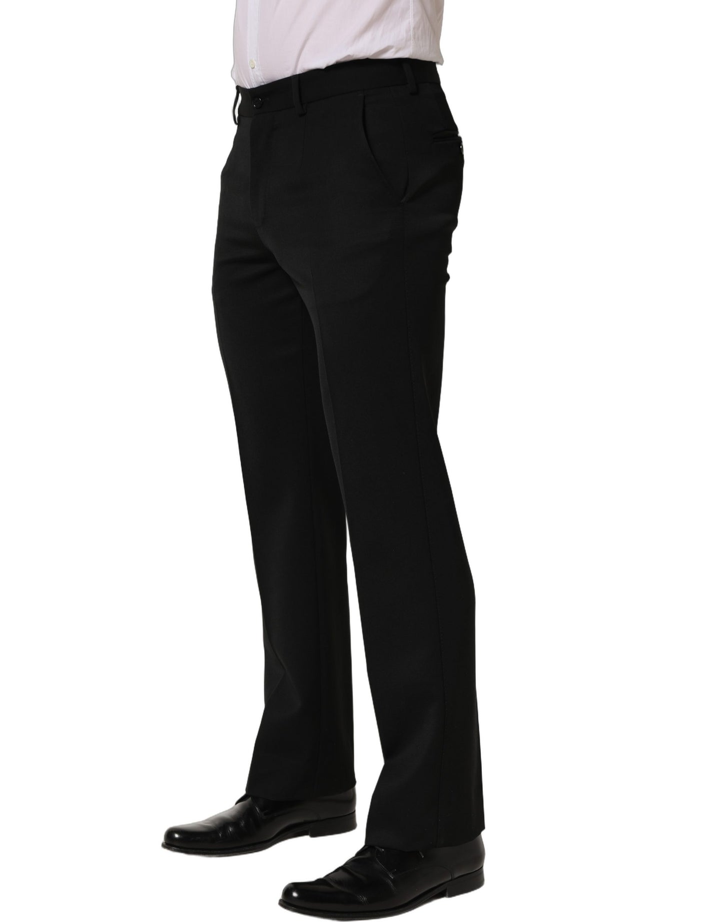 Pantalones de vestir cónicos de lana negra para hombre Dolce & Gabbana