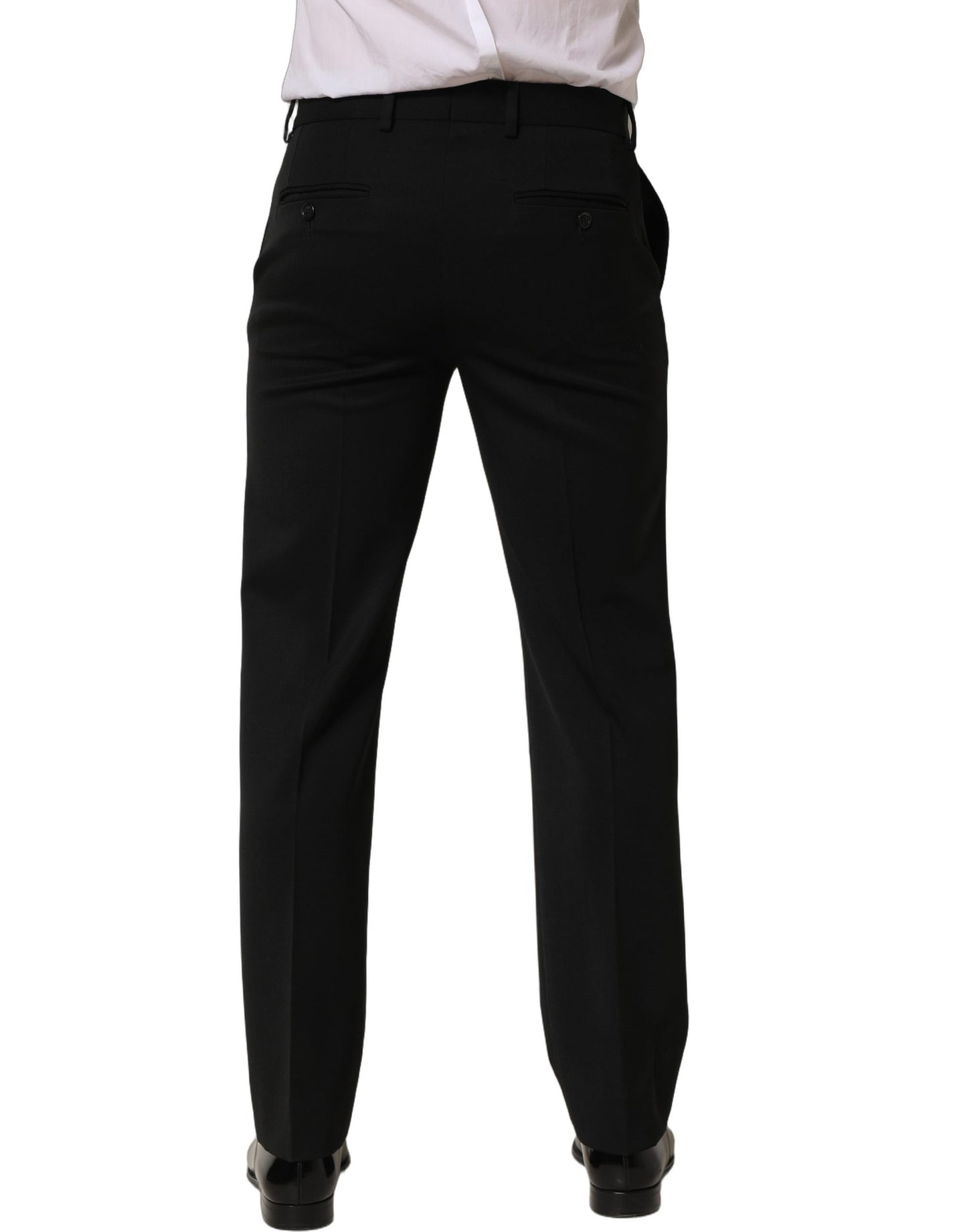Pantalones de vestir cónicos de lana negra para hombre Dolce & Gabbana