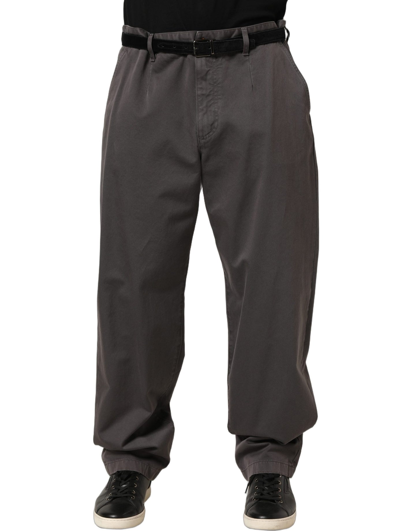 Pantalón recto de hombre de tiro medio gris oscuro Dolce & Gabbana