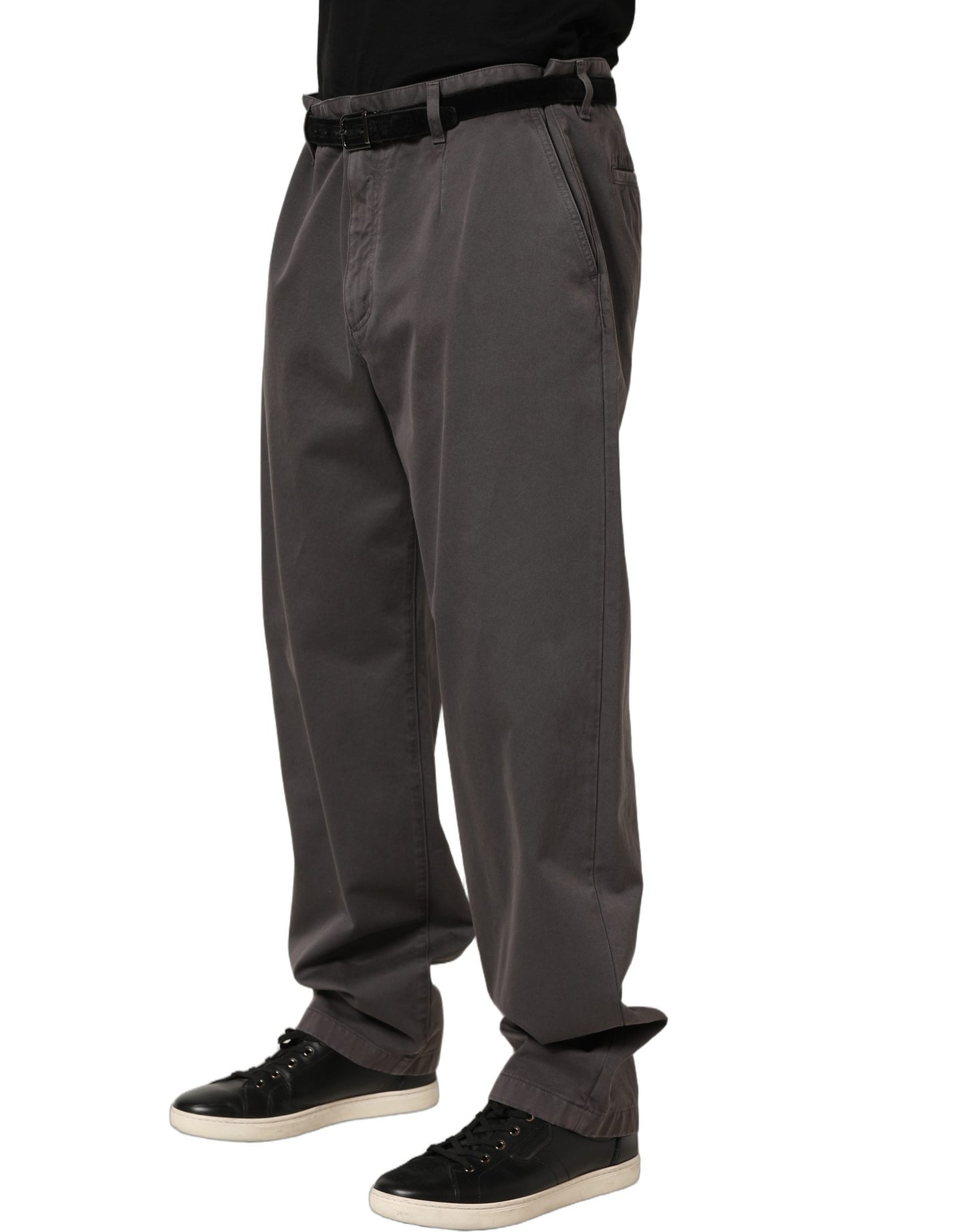 Pantalón recto de hombre de tiro medio gris oscuro Dolce & Gabbana