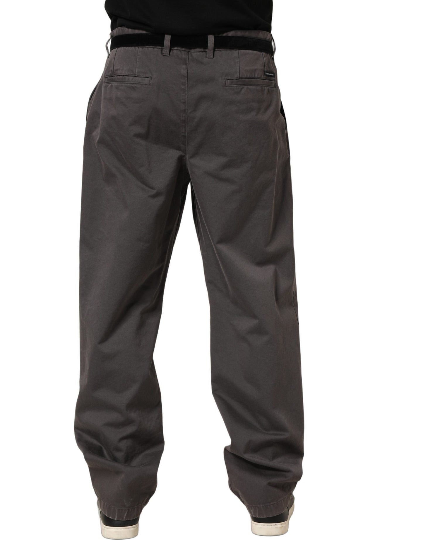Pantalón recto de hombre de tiro medio gris oscuro Dolce & Gabbana
